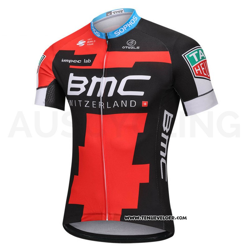 2018 Maillot Ciclismo BMC Rouge et Noir Manches Courtes et Cuissard